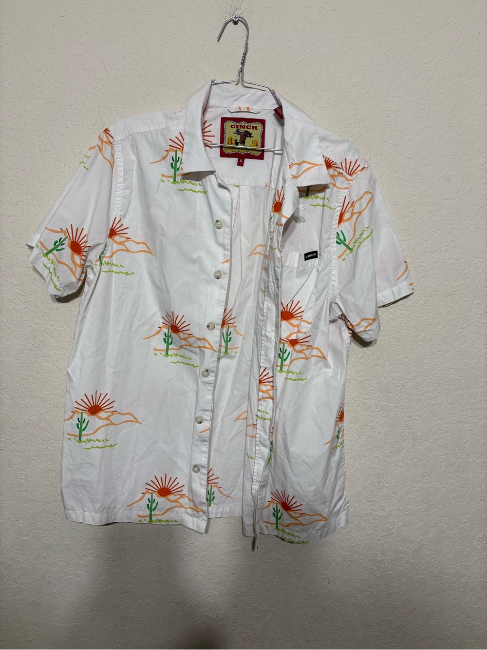 Cinch White Camp Short-Sleeve Desert Print Button-Down Shirt